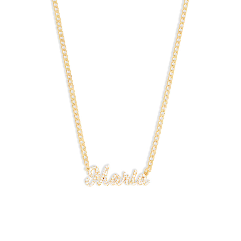 THE PAVE CURB NAMEPLATE NECKLACE