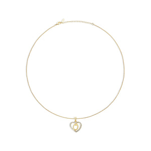 THE CUTOUT ICED HEART INITIAL PENDANT NECKLACE