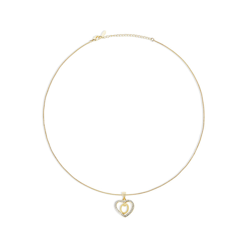 THE CUTOUT ICED HEART INITIAL PENDANT NECKLACE