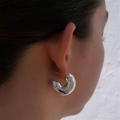 The Medium Silver Hailey Hoops