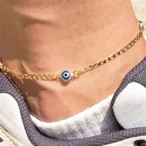 THE NAVY EVIL EYE CURB ANKLET