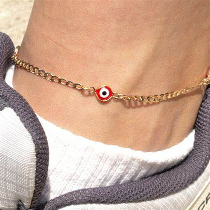 THE RED EVIL EYE CURB ANKLET