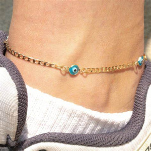 THE BLUE EVIL EYE CURB ANKLET