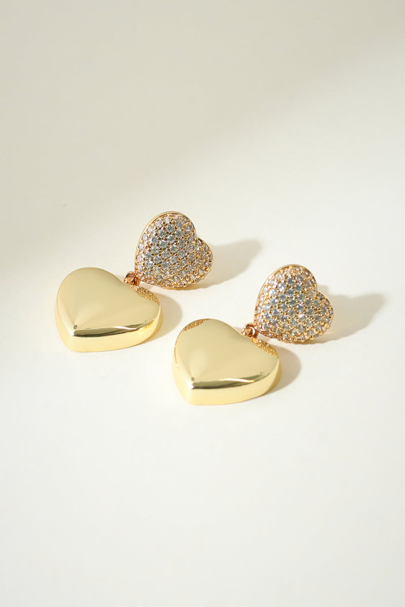 THE Pavé’ DOUBLE HEART EARRINGS