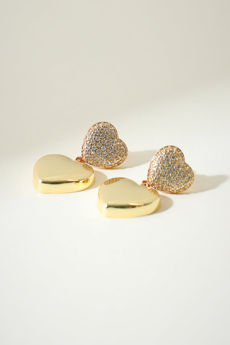 THE Pavé’ DOUBLE HEART EARRINGS