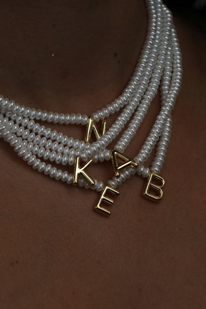 The Pearl Bubble Letter Necklace