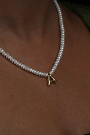 The Pearl Bubble Letter Necklace