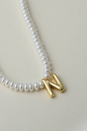 The Pearl Bubble Letter Necklace