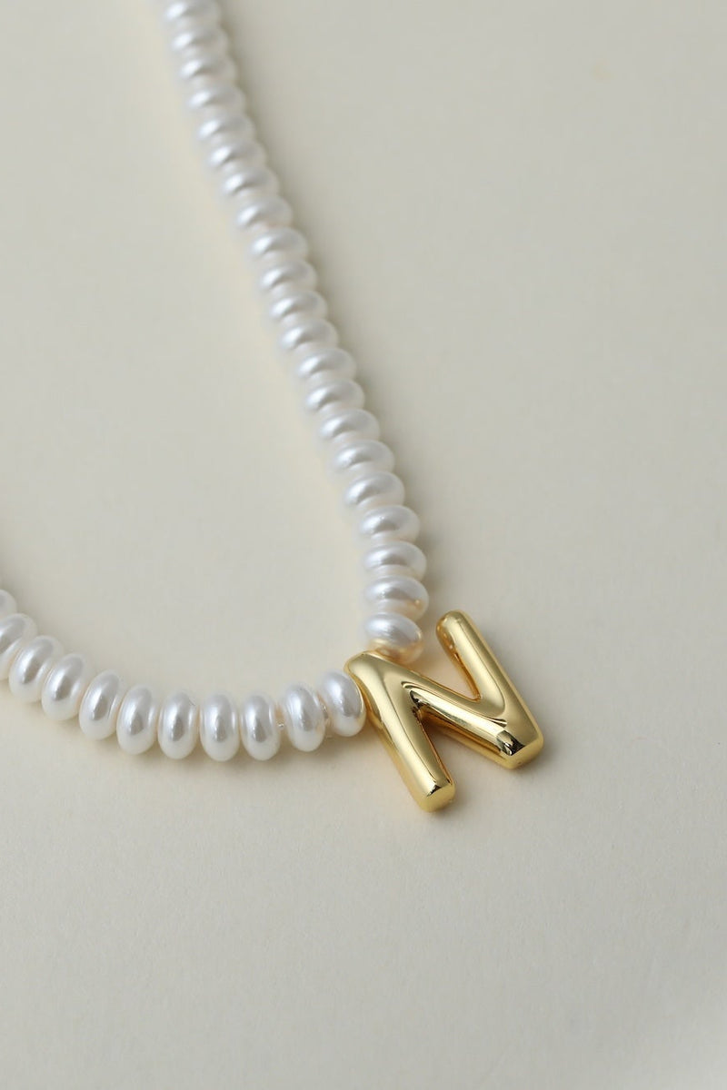 The Pearl Bubble Letter Necklace