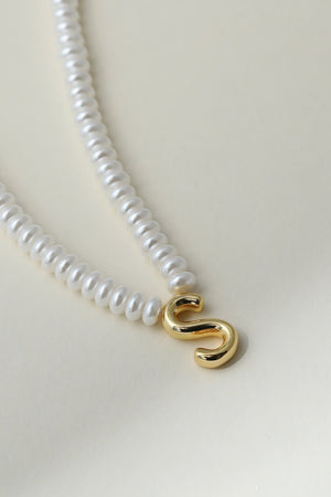 The Pearl Bubble Letter Necklace