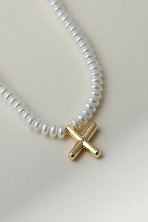 The Pearl Bubble Letter Necklace