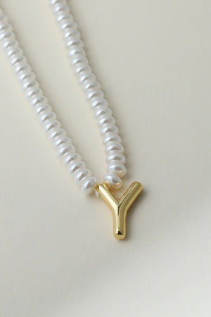 The Pearl Bubble Letter Necklace