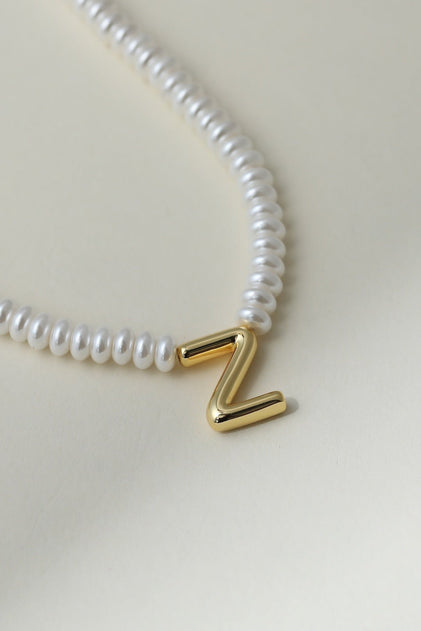 The Pearl Bubble Letter Necklace