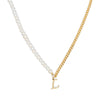 THE SCRIPT LETTER PEARL CURB NECKLACE