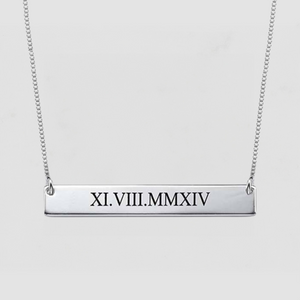 Roman Numeral Bar Necklace