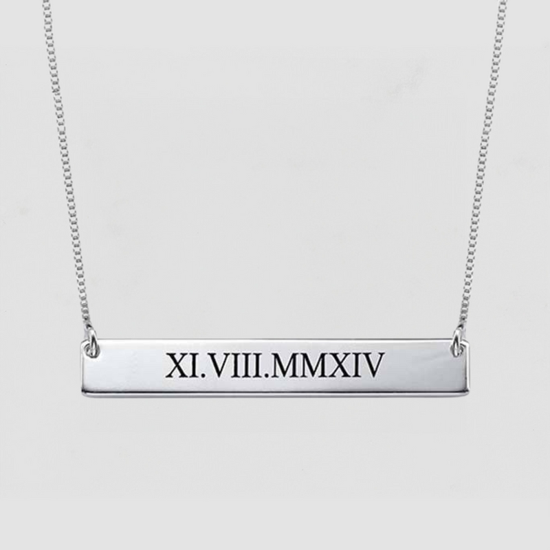Roman Numeral Bar Necklace