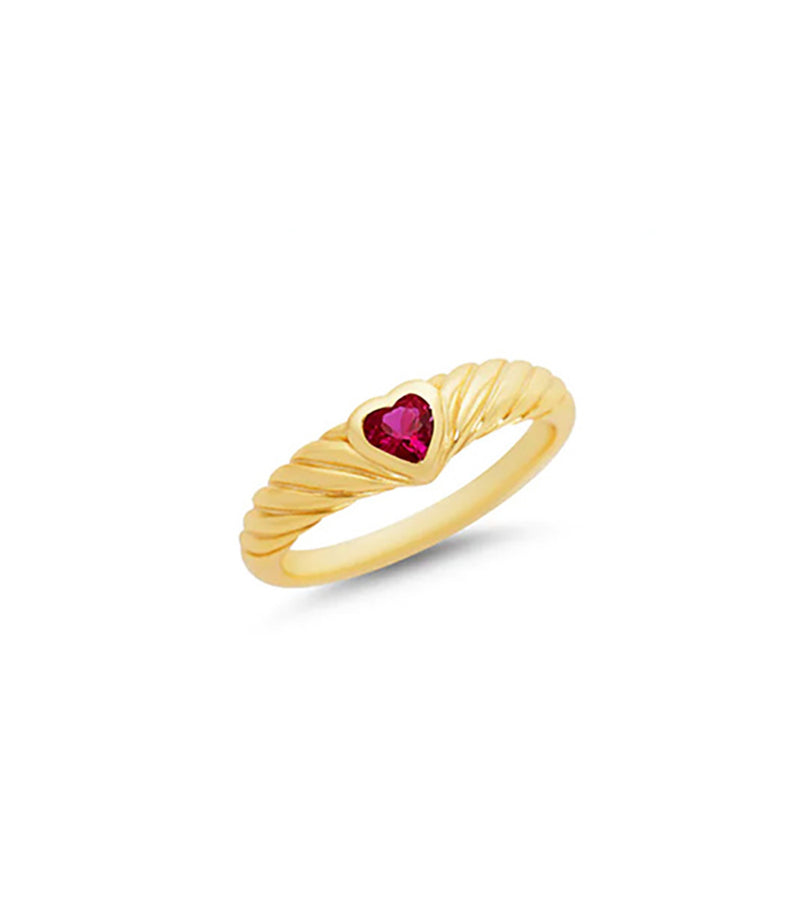 ruby color heart ring