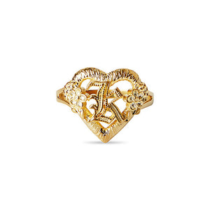 THE CUTOUT OLD ENGLISH FLOWER HEART LETTER RING