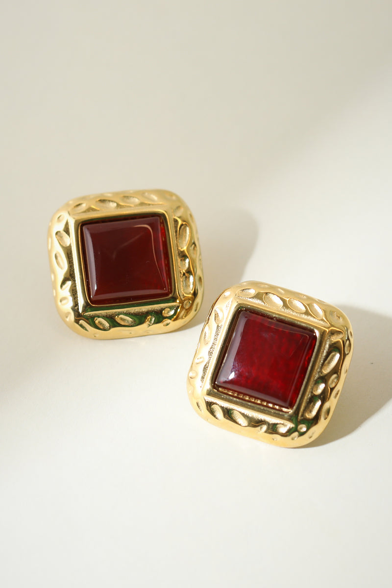 The Square Red Heirloom Earrings