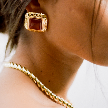 THE SQUARE RED HEIRLOOM EARRINGS