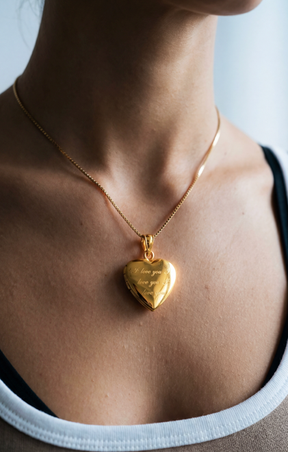 The I Love You Engraved Photo Locket