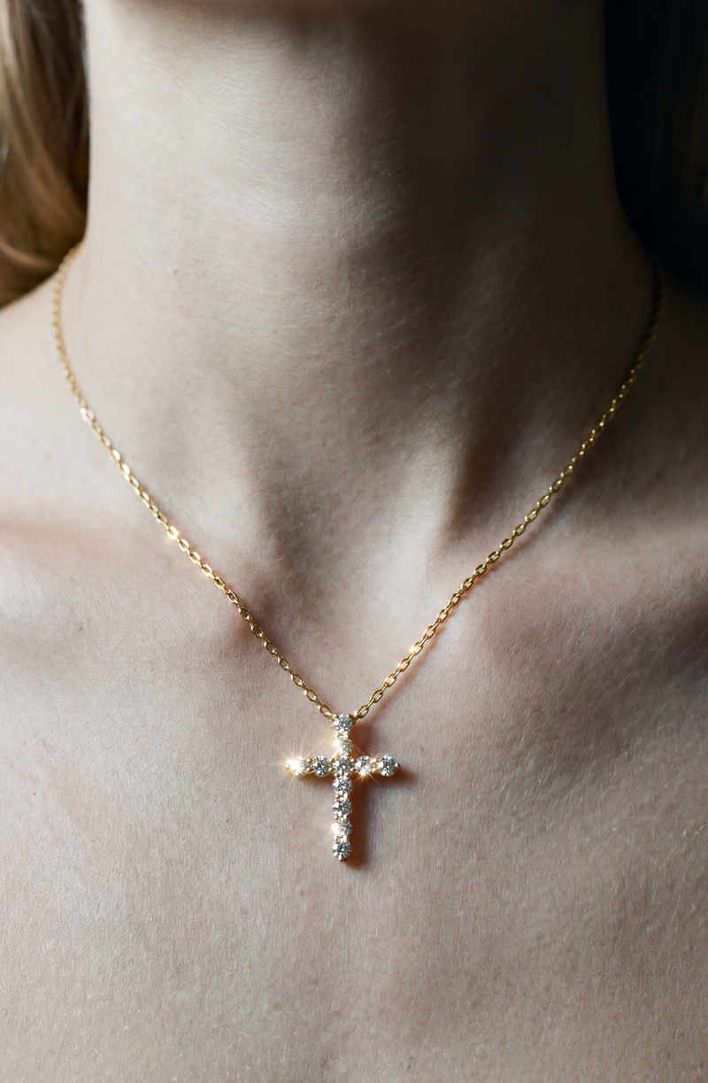 The Mini Bella Pavé Cross Pendant