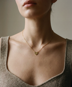 The Script Engraved Heart Letter Necklace