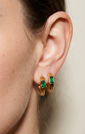 The Colored Stone Hammered Earrings