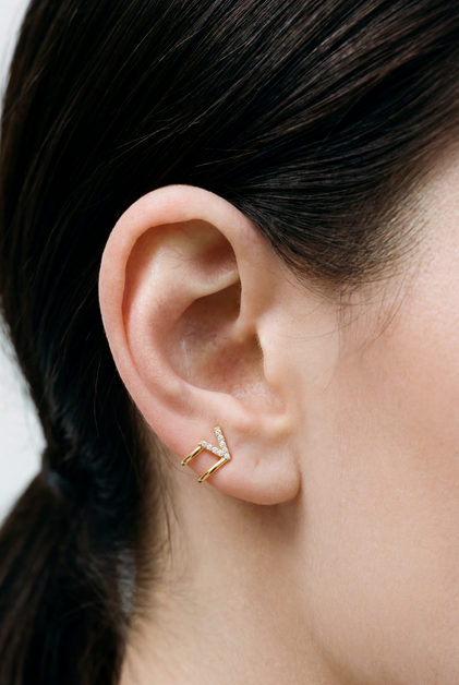 The Iced Out Block Letter Cuff Earring