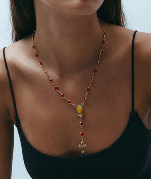 The Red Stone Rosary Necklace