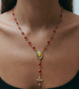 The Red Stone Rosary Necklace