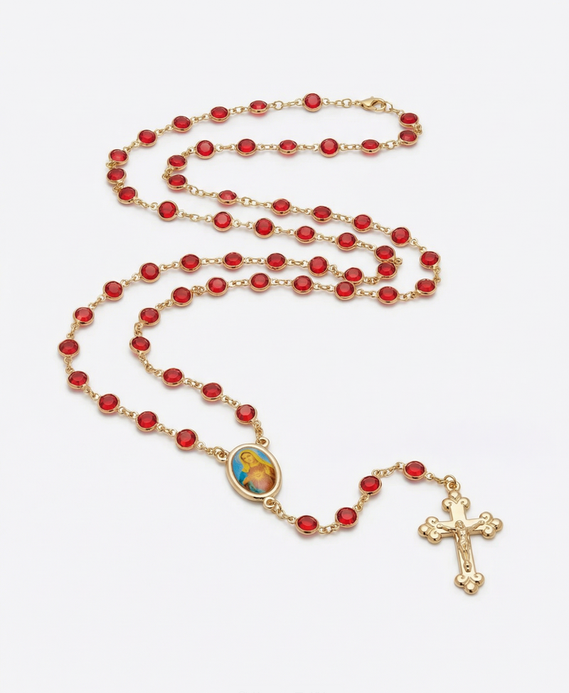 The Red Stone Rosary Necklace