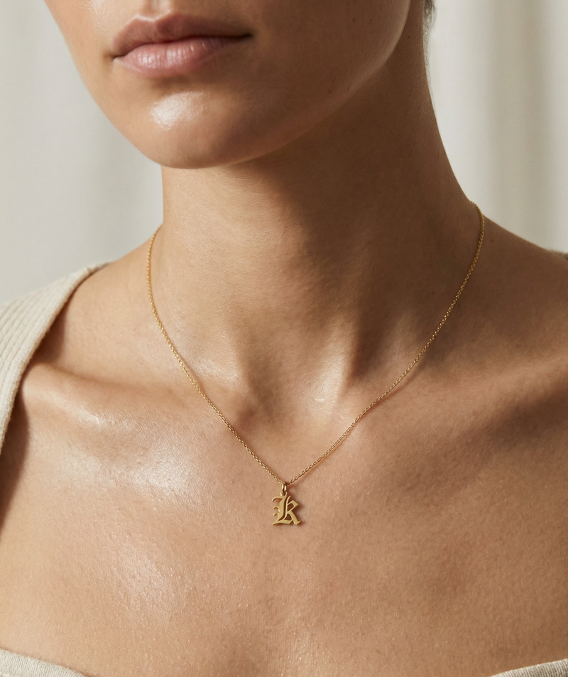 The Mini Old English Initial Pendant Necklace