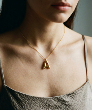 THE BUBBLE LETTER BLOCK PENDANT NECKLACE