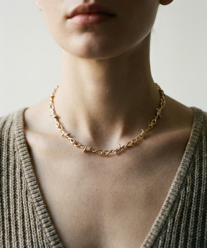 THE ICED OUT BARBWIRE NECKLACE