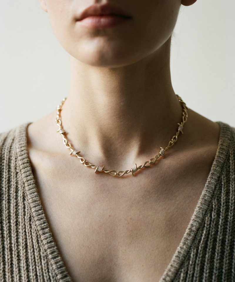 THE ICED OUT BARBWIRE NECKLACE