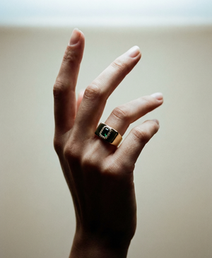 The Green Stone Square Signet Ring