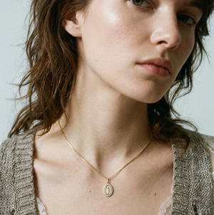 The Oval Mary Pendant Necklace Pavé