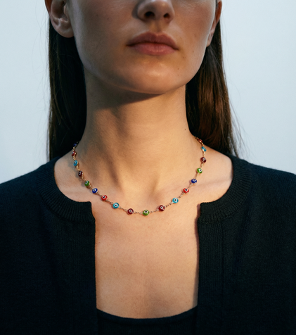 The Multi Color Evil Eye Link Necklace
