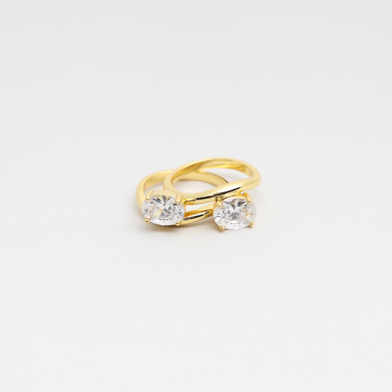 The Oval Stone Friendship Ring (Set of 2)
