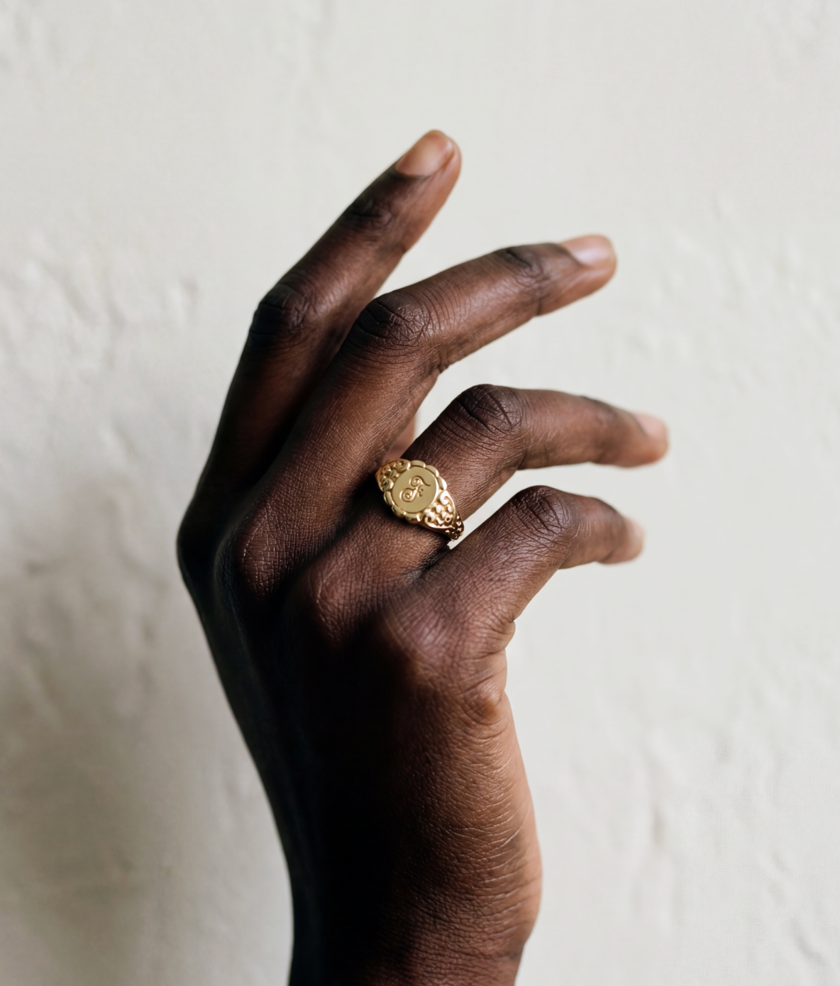 The Hand Engraved Script Letter Ring in Gold or Silver – The M Jewelers