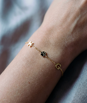 The Two Initial Block Paw Bracelet