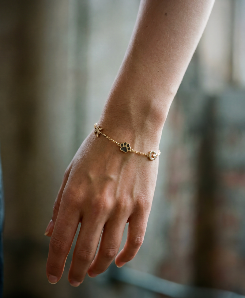 The Two Initial Block Paw Bracelet