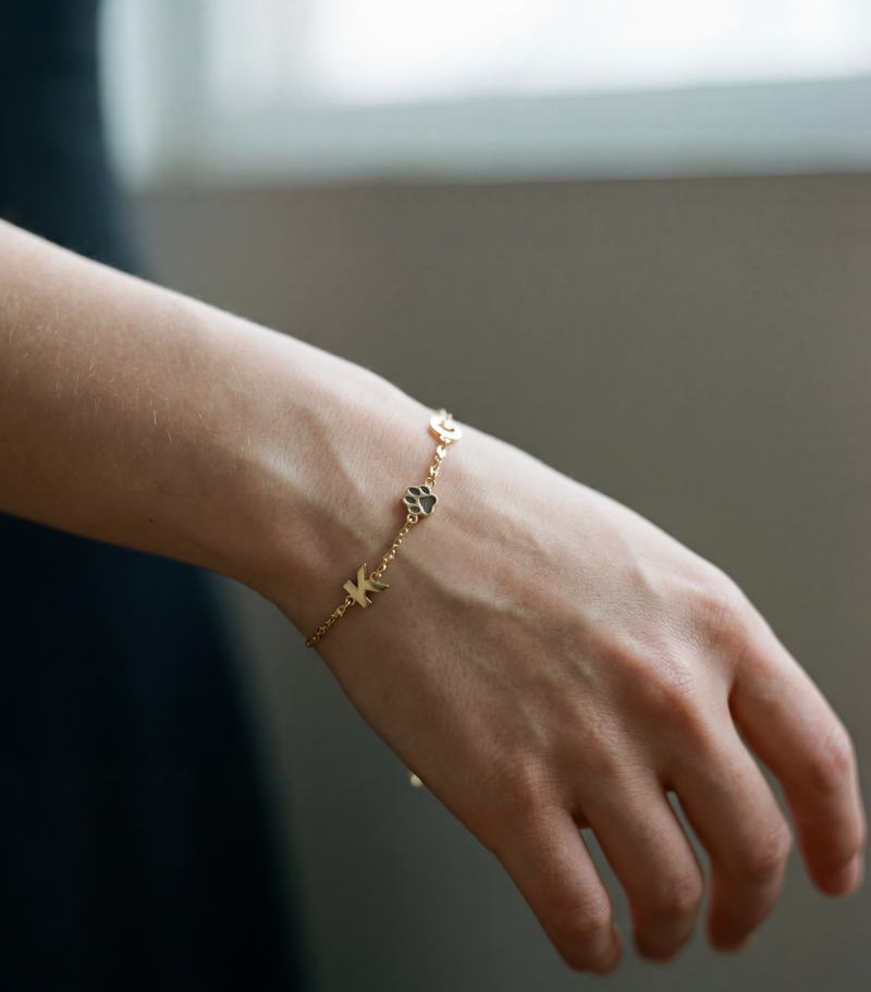 The Two Initial Block Paw Bracelet