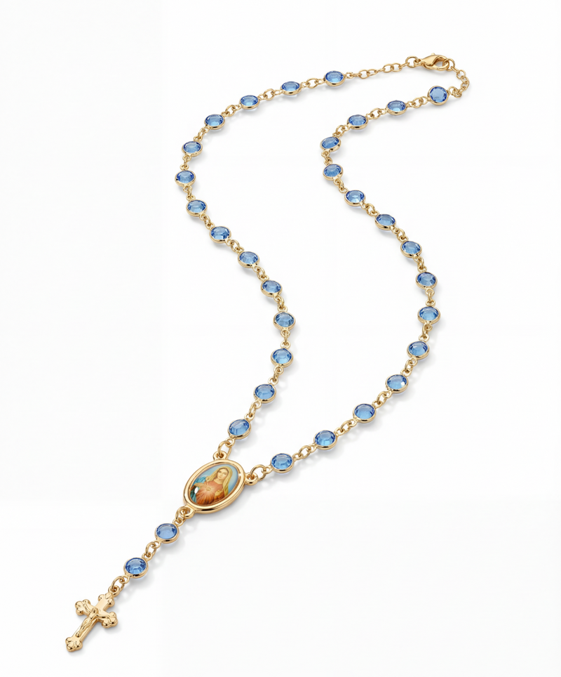 The Mary Blue Stone Rosary Necklace