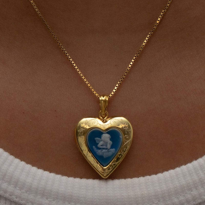 THE BLUE ANGEL PHOTO LOCKET NECKLACE