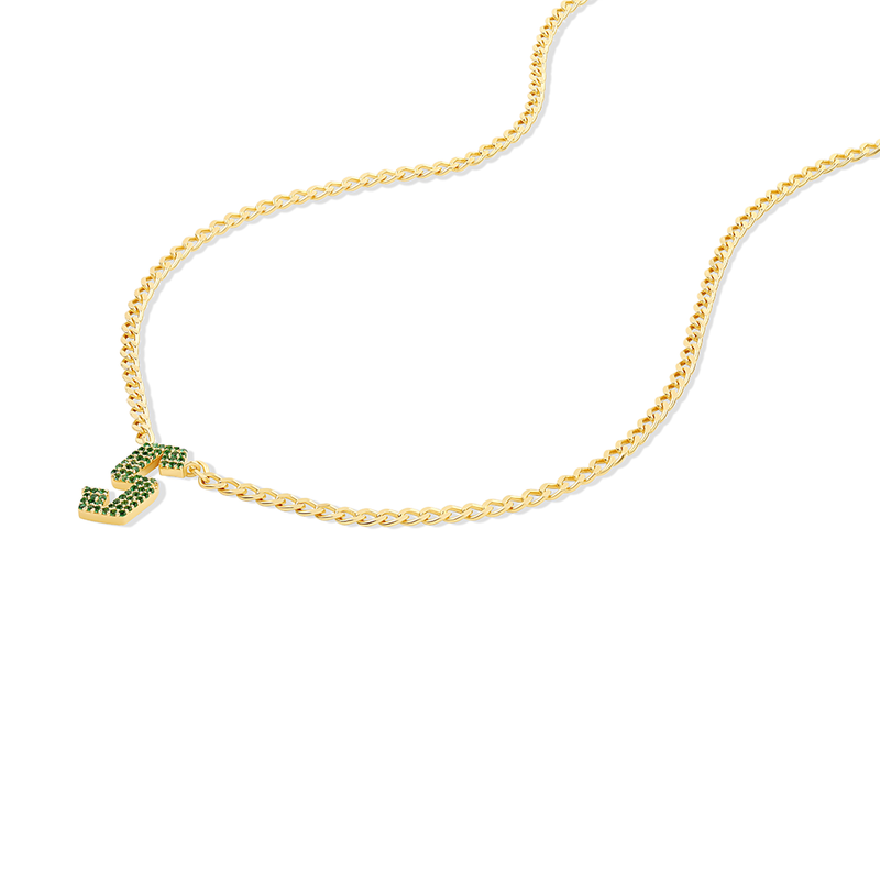 THE EMERALD GOTHIC INITIAL PAVE NECKLACE