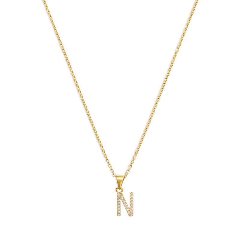 THE PAVE SINGLE BLOCK INITIAL NECKLACE