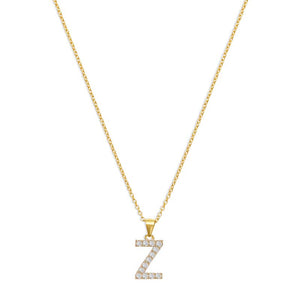 THE PAVE SINGLE BLOCK INITIAL NECKLACE