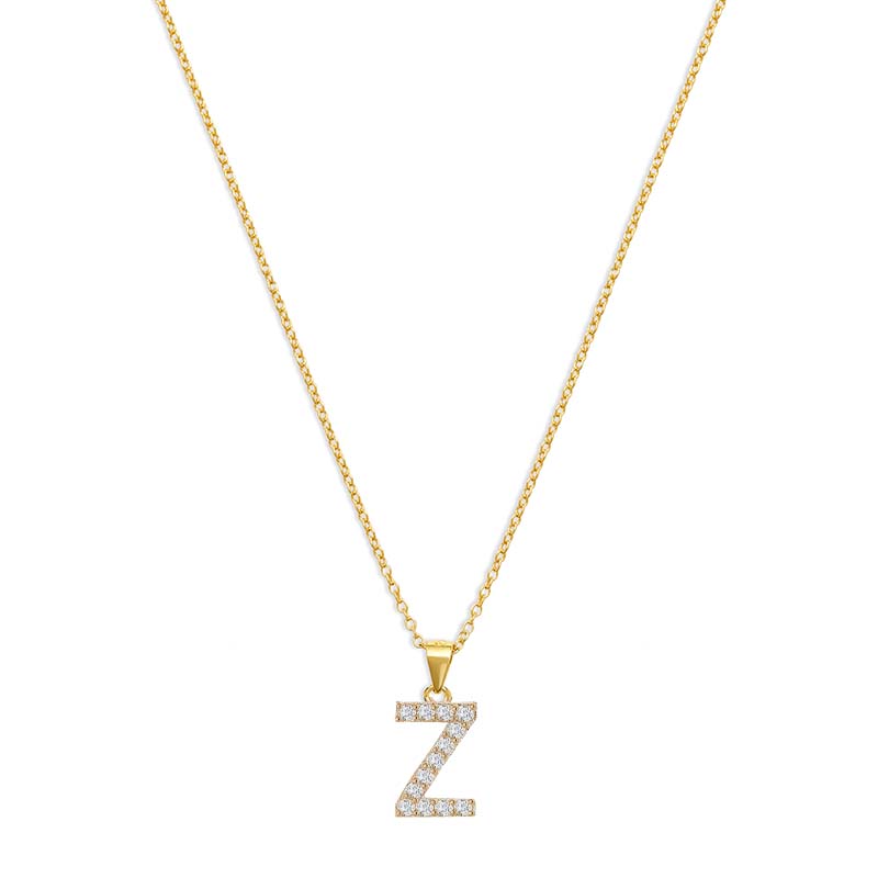 THE PAVE SINGLE BLOCK INITIAL NECKLACE